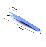 Пинцет с загнутыми концами 10см голубой (5шт)