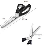 Ножницы Зиг-Заг 23,5см кругл.зуб 7мм пластик. ручки