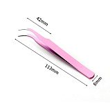 Пинцет с загнутыми концами 10см розовый (5шт)