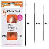 01886 Иглы ручные для шитья № 5-10, 20шт c белым ушком Sharps BLACK PONY