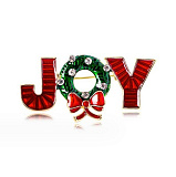 Брошь "JOY" 5,6*2,8см красный/зеленый